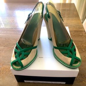 Marc Jacobs Beige with Green trim platform shoe